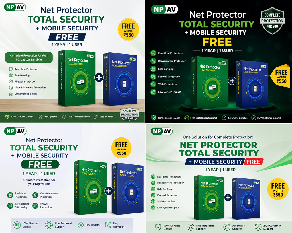 Net Protector Antivirus - Total Security 2026 | Windows PC/Laptop | 1 Year - 1 PC (Email Delivery only No CD) 1 year  mobile antivirus free