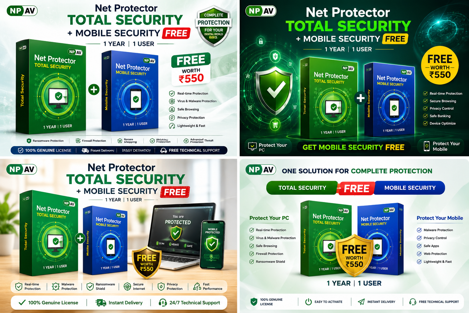 Net Protector Antivirus - Total Security 2026 | Windows PC/Laptop | 1 Year - 1 PC (Email Delivery only No CD) 1 year  mobile antivirus free